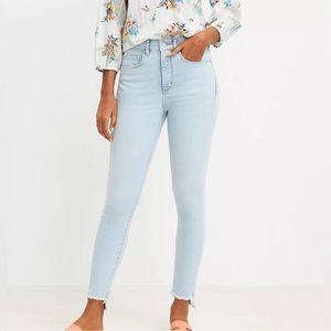 LOFT Modern Skinny Petite Frayed Ankle Jeans